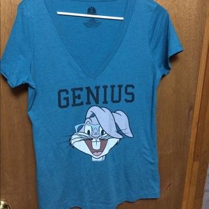 Teal V-Neck Loony Tunes GENIUS